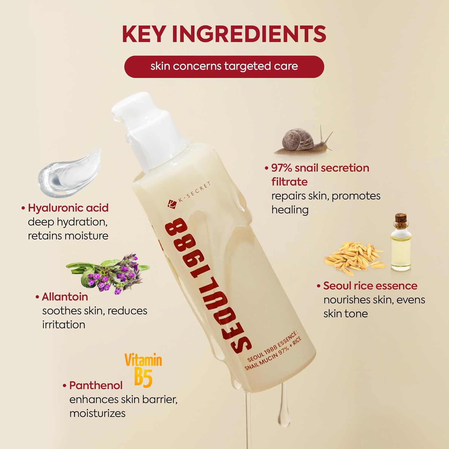 KSECRET SEOUL 1988 Essence : Snail Mucin 97% + Rice 100ml